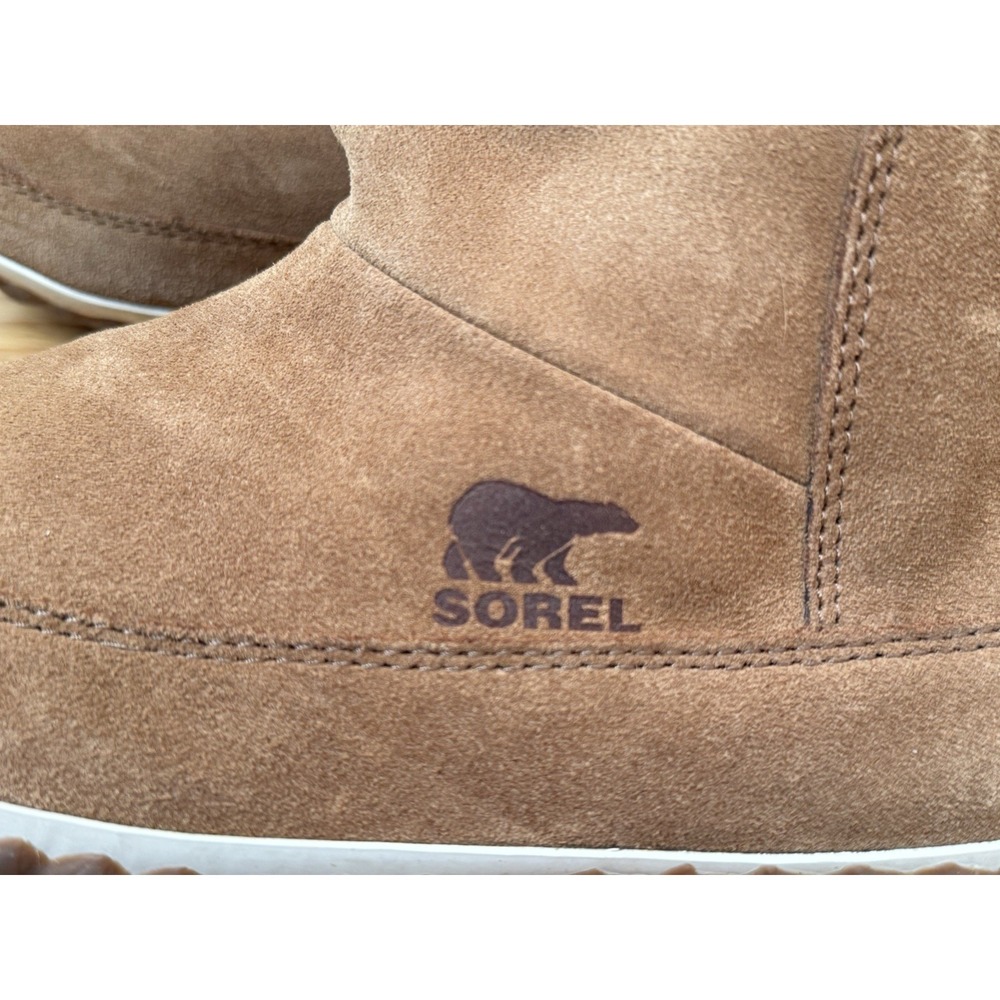 Sorel Women's Out N About Suede Bootie-Sz 11- Elk Tan Faux Fur Water Resistant - Picture 3 of 8